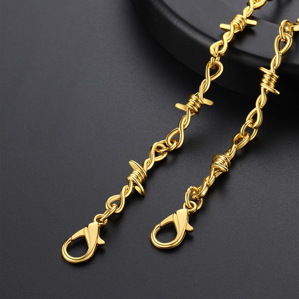 Gothic Thorn Barb Wire Chain Link Necklace Birthday Gift for Men