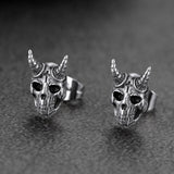 Satanic Goat Skull Stud Earrings For Men