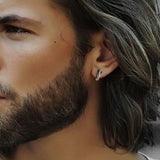 Sterling Silver Cobra Snake Huggie Hoop Earrings for Men