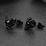 Satanic Baphomet Goat Skull Head Stud Earrings For Men
