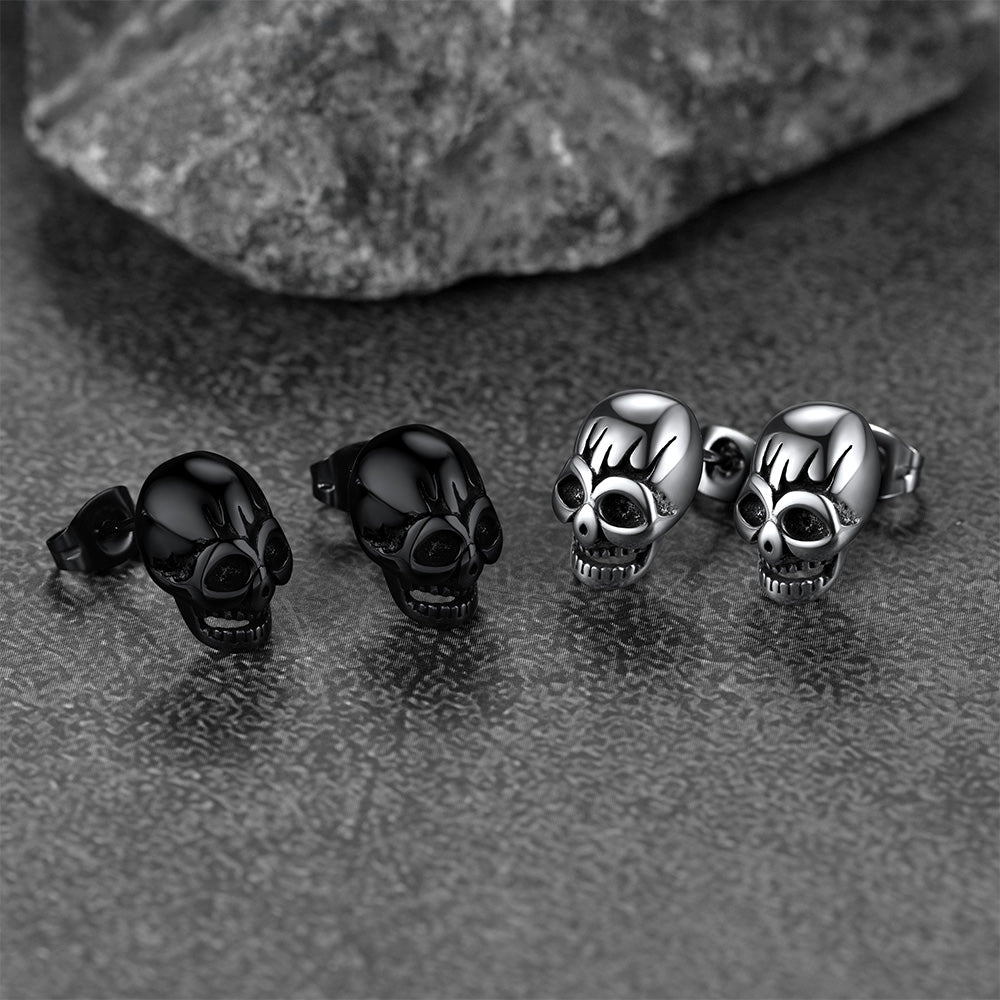 Gothic Skull Stud Earrings For Men Halloween Gift
