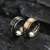Viking Runes Fidget Anxiety Stainless Steel Ring for Men Couple