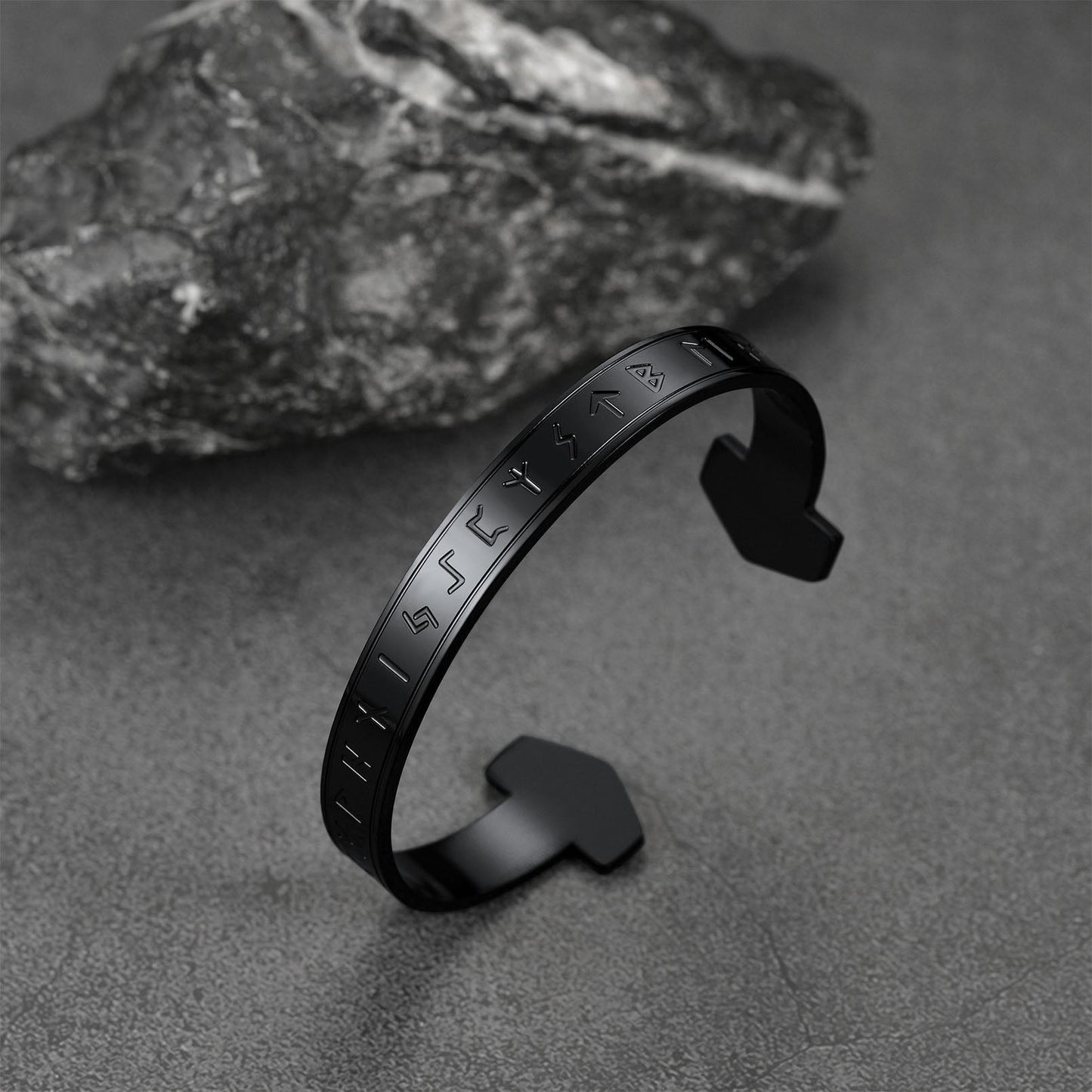 FaithHeart Viking Futhark Runes Cuff Bracelet For Men