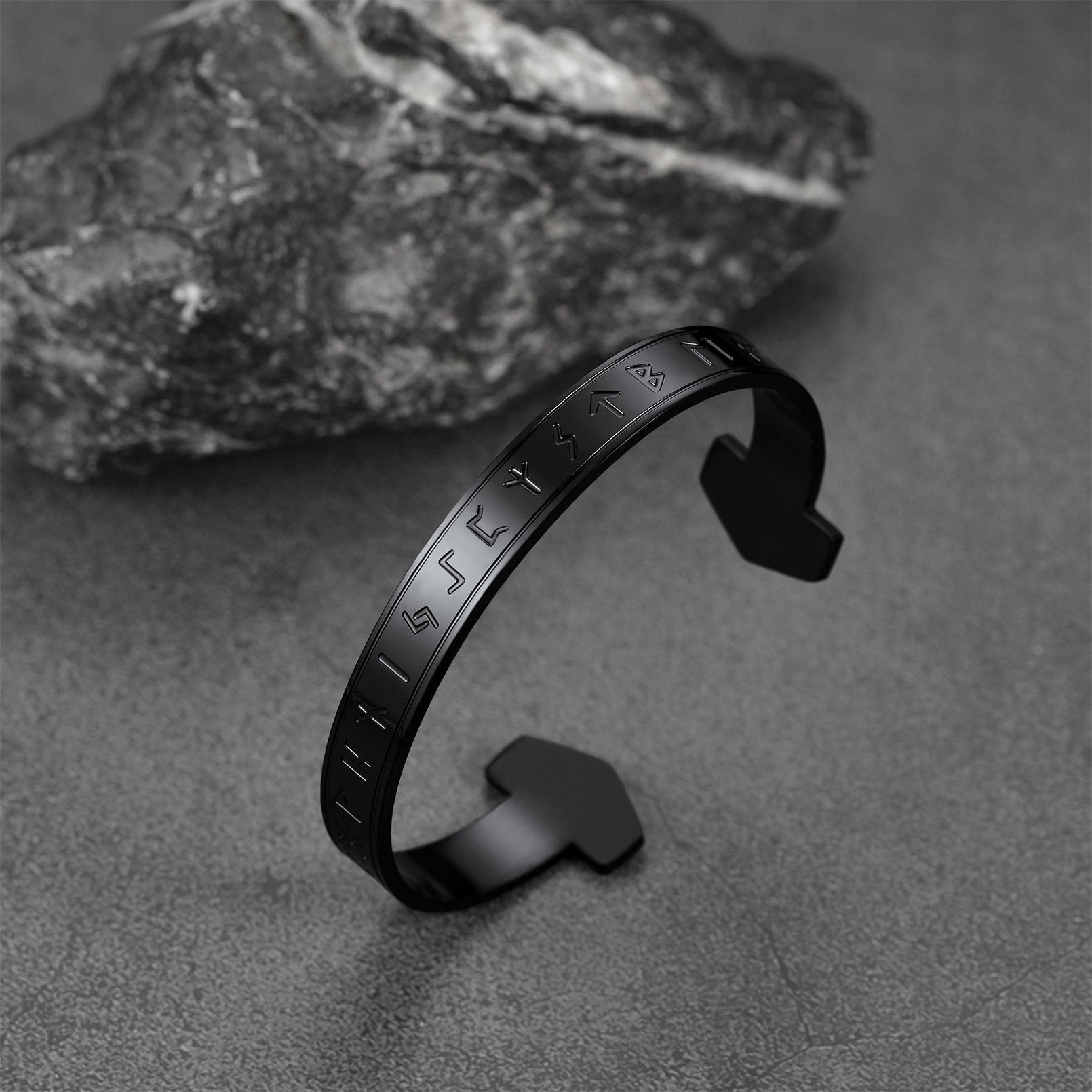 FaithHeart Viking Futhark Runes Cuff Bracelet For Men