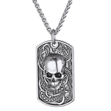 Gothic Skull Dog Tag Pendant Necklace For Men