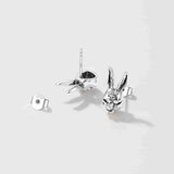 Halloween Silver Evil Bunny Stud Earrings For Men