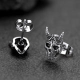 Satanic Goat Skull Stud Earrings For Men