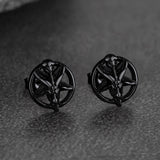 Satanic Baphomet Goat Stud Earrings for Men