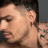 Sterling Silver Gothic Skull Dangle Stud Earrings For Men