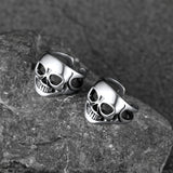 Flash Sale Sterling Silver Gothic Skull Ear Cuff Earrings For Men