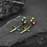 Flash Sale Star Cross Dangle Hoop Earrings For Men