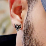 Satanic Baphomet Goat Skull Head Stud Earrings For Men