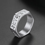 Norse Viking Hexagon Runes Band Ring For Men