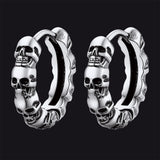 Gothic Skull Huggie Hoop Earrings For Men Women