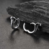 Sterling Silver Cobra Snake Huggie Hoop Earrings for Men