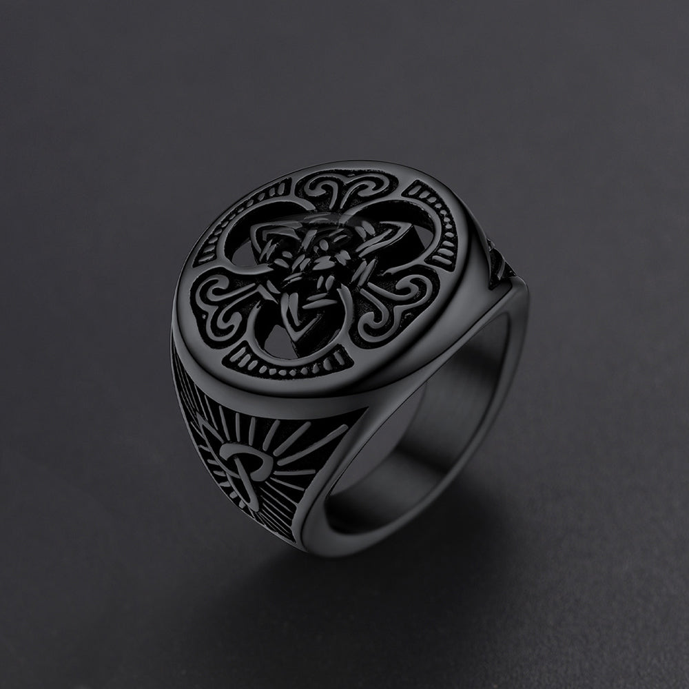Viking Celtic Trinity Knot Signet Ring for Men
