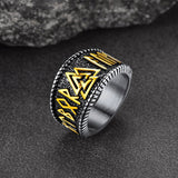 Norse Viking Valknut Ring with Rune for Men