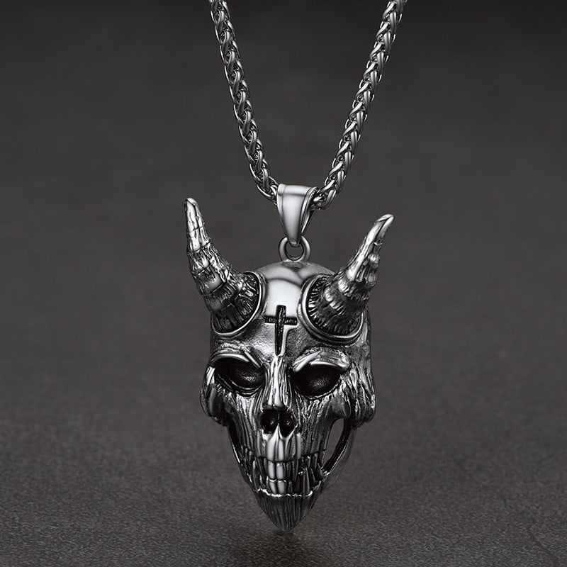 Gothic Skull Goat Necklace Devil Pendant for Men