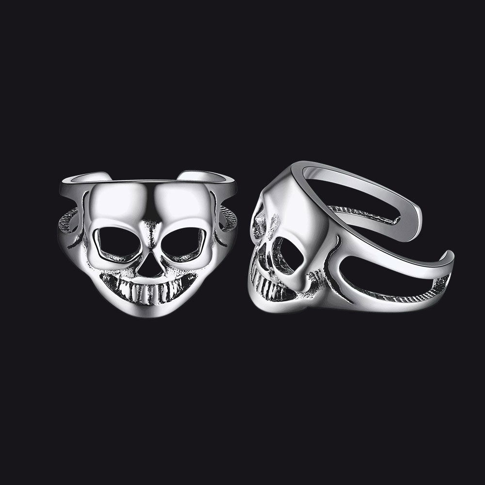 Flash Sale Sterling Silver Gothic Skull Ear Cuff Earrings For Men