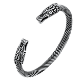 Viking Bracelet Norse Wolf Heads Cuff Bangle For Men