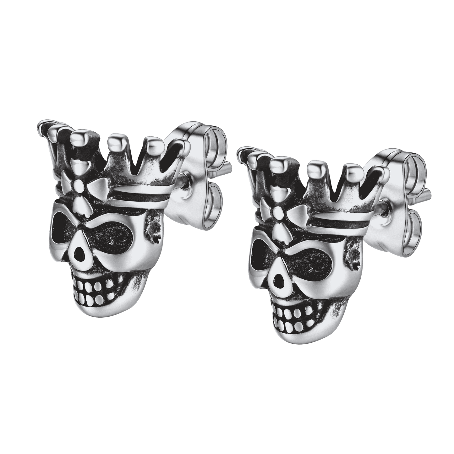 Punk Crown Skull Stud Earrings for Men Halloween Gift