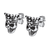 Punk Crown Skull Stud Earrings for Men Halloween Gift