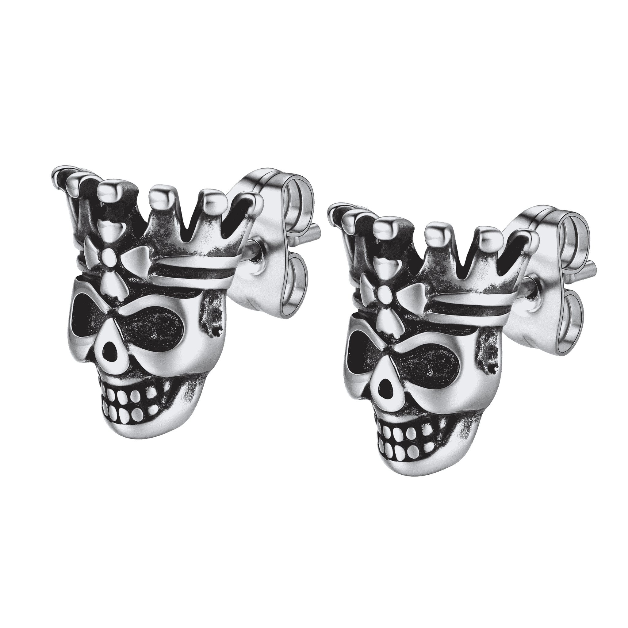 Punk Crown Skull Stud Earrings for Men Halloween Gift