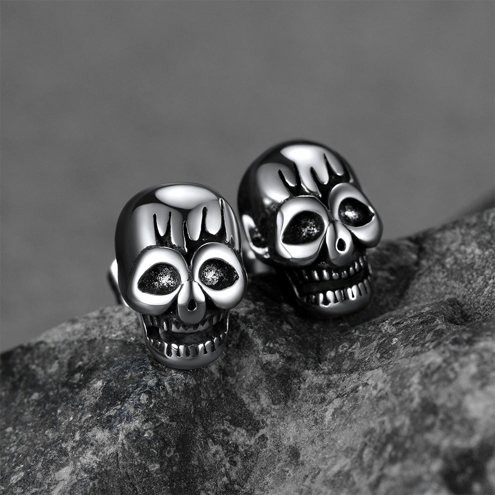 Gothic Skull Stud Earrings For Men Halloween Gift