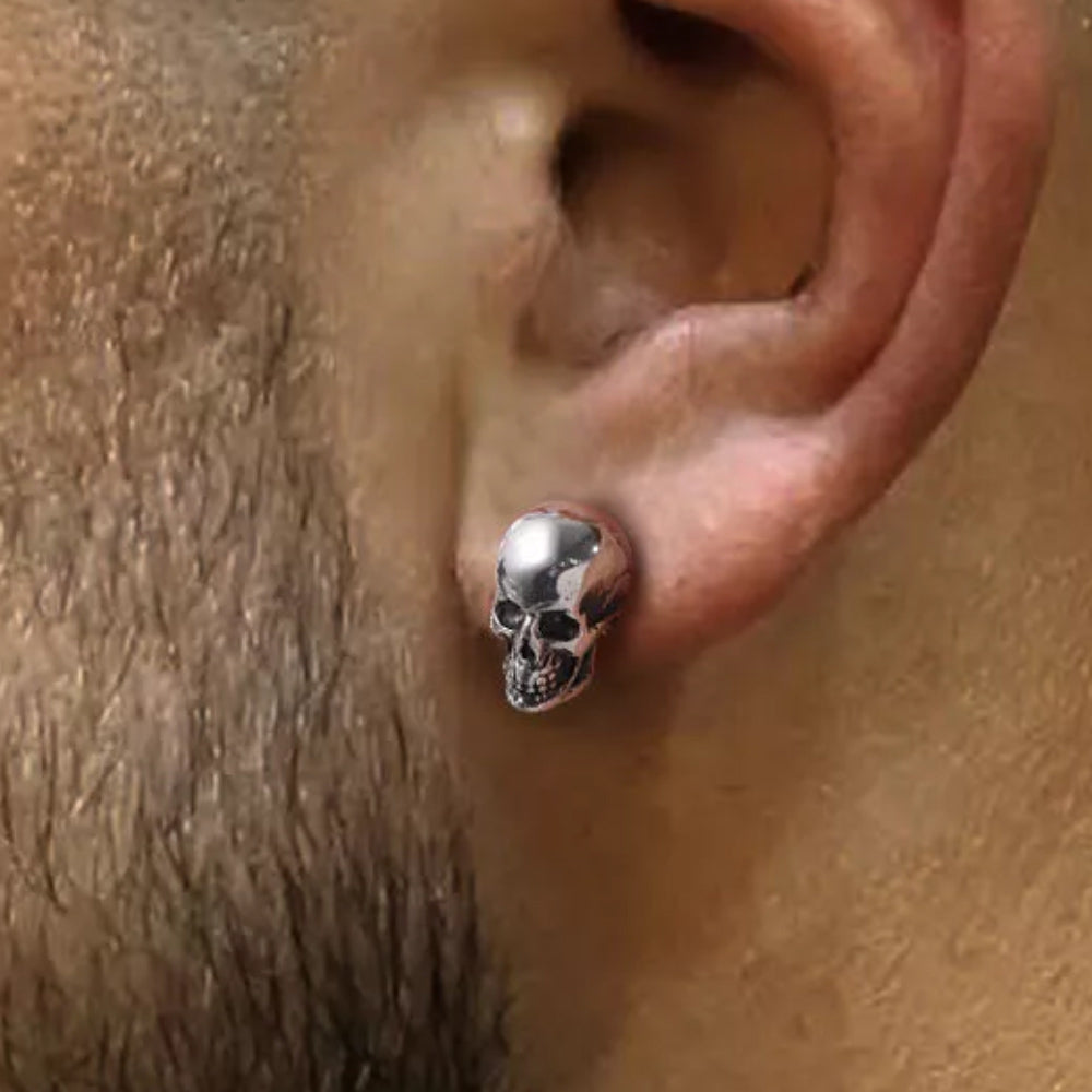 Gothic Punk Skull Stud Earrings For Men