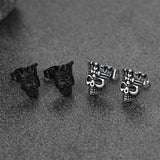 Punk Crown Skull Stud Earrings for Men Halloween Gift