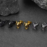 Satanic Baphomet Goat Skull Head Stud Earrings For Men