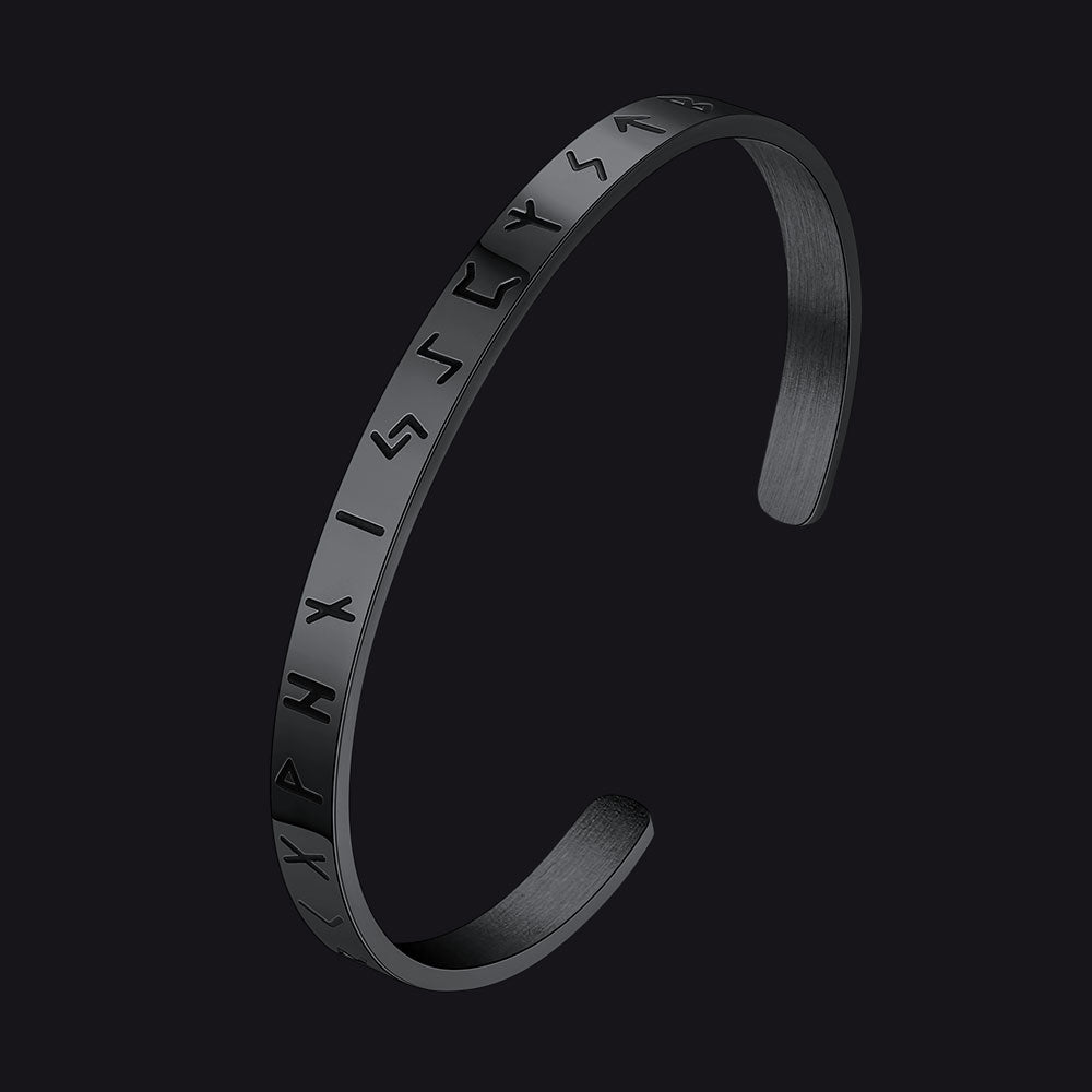 Norse Viking Runes Bangle Cuff Bracelet For Men
