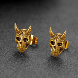 Satanic Goat Skull Stud Earrings For Men