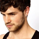 Halloween Silver Evil Bunny Stud Earrings For Men