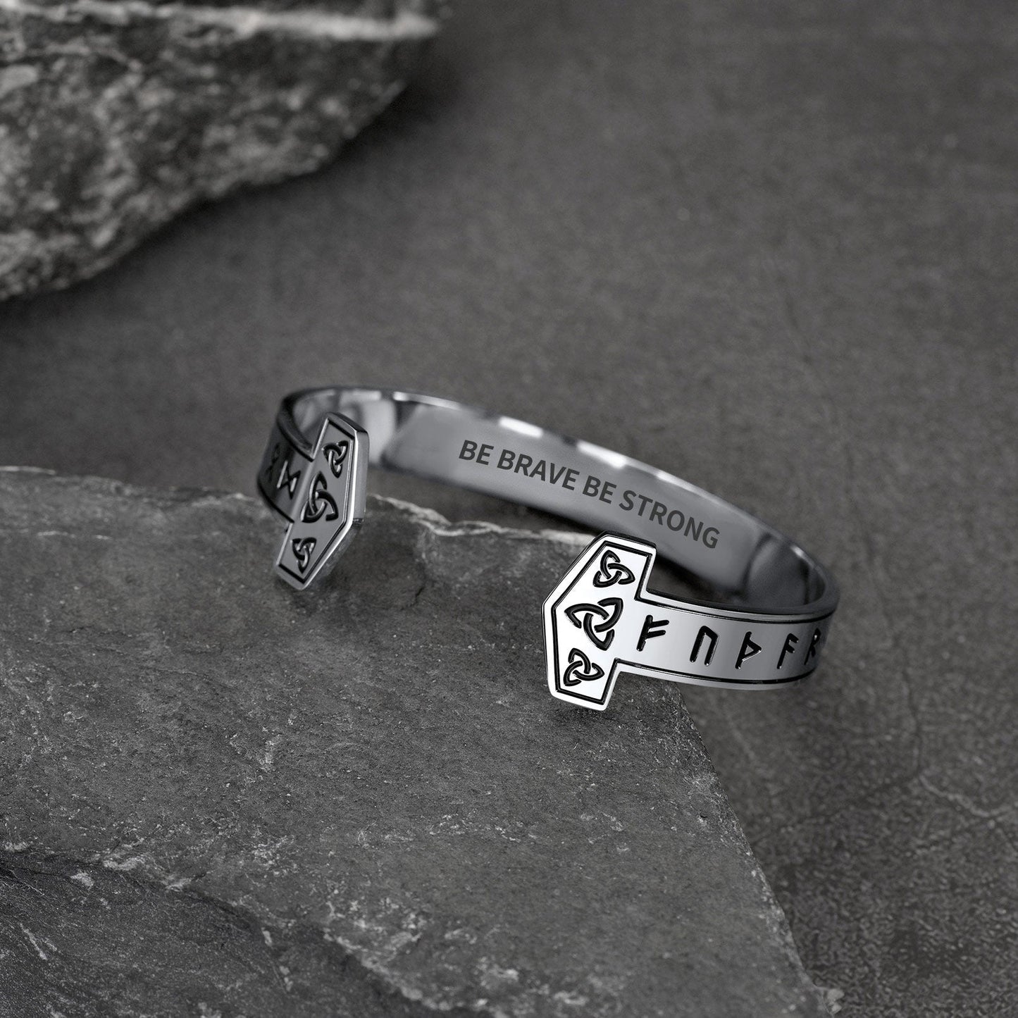 FaithHeart Viking Futhark Runes Cuff Bracelet For Men