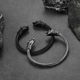 Viking Wolf Head Arm Ring Cuff Bracelet For Men