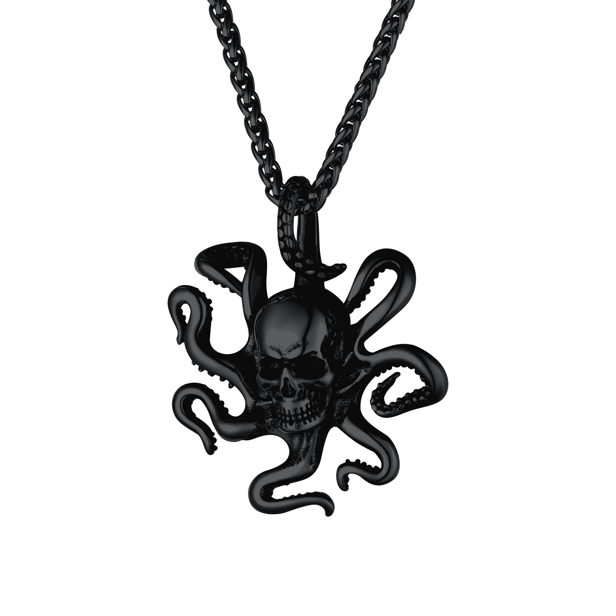 Gothic Octopus Skull Necklace For Men