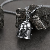 Biker Skull Bell Pendant Necklace Gift For Motorcycle