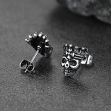Punk Crown Skull Stud Earrings for Men Halloween Gift