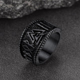 Norse Viking Valknut Ring with Rune for Men