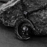 Flash Sale Celtic Crescent Moon Skull Necklace For Men