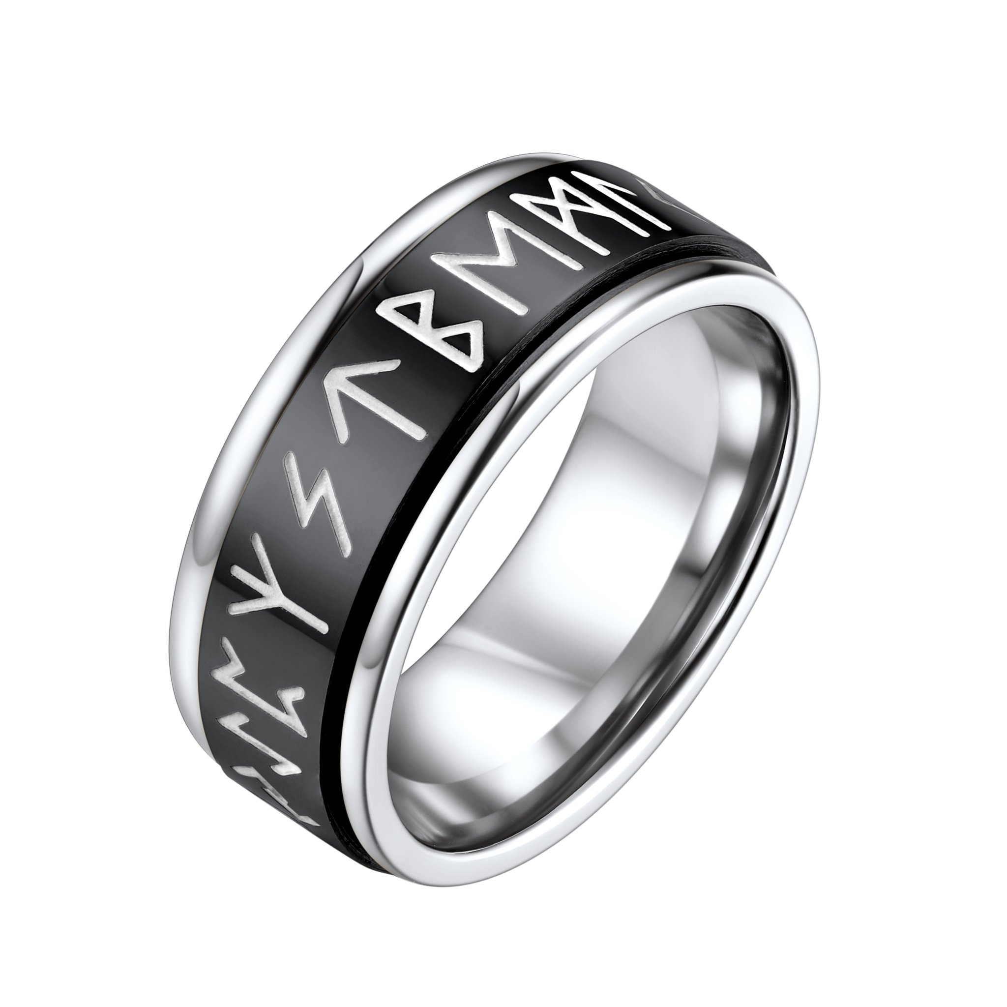 Viking Runes Fidget Anxiety Stainless Steel Ring for Men Couple