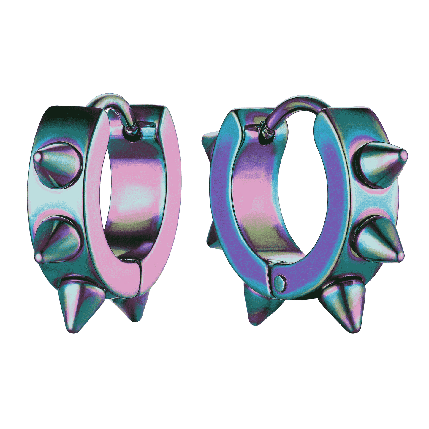 Punk Spike Rivet Huggie Hoop Earrings For Men Women