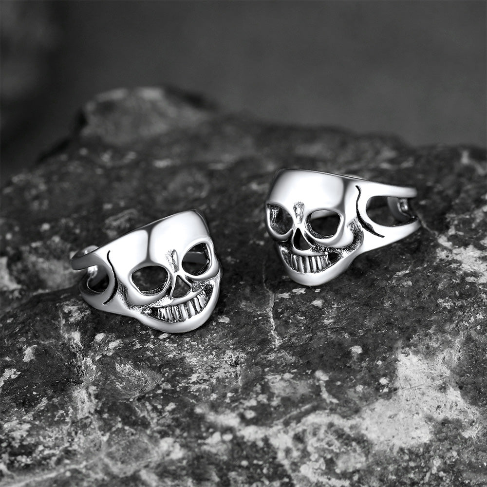 Flash Sale Sterling Silver Gothic Skull Ear Cuff Earrings For Men