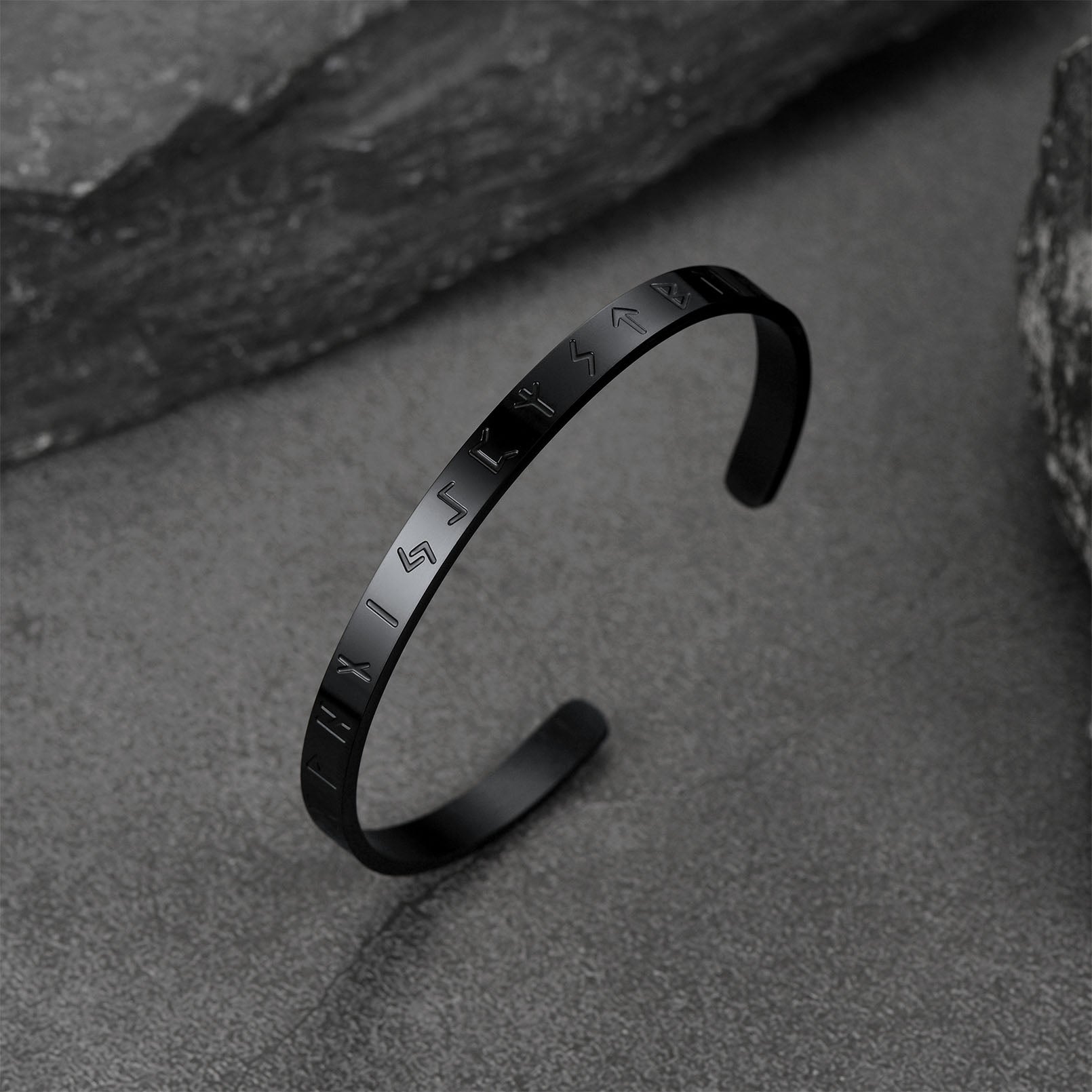 Norse Viking Runes Bangle Cuff Bracelet For Men