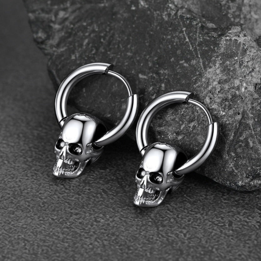 Cool Skull Hoop Dangle Earrings For Men Women