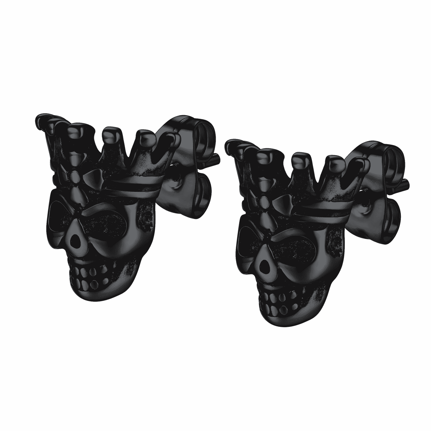 Punk Crown Skull Stud Earrings for Men Halloween Gift