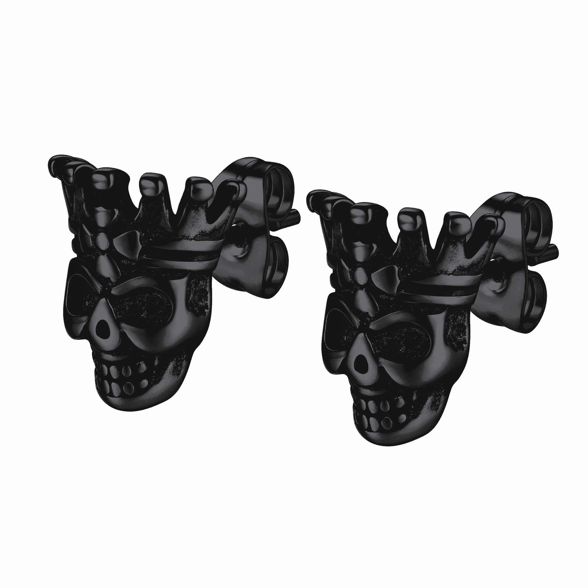 Punk Crown Skull Stud Earrings for Men Halloween Gift