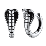 Sterling Silver Cobra Snake Huggie Hoop Earrings for Men