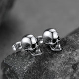Gothic Punk Skull Stud Earrings For Men